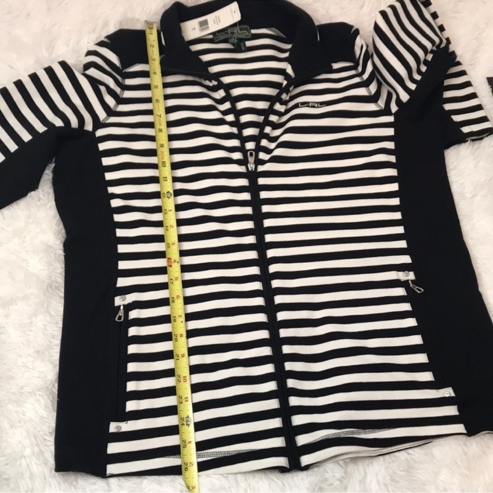 NWT Lauren Ralph Lauren L-RL Lauren Active Striped Zip Jacket Black White Sz 1X - Picture 9 of 10